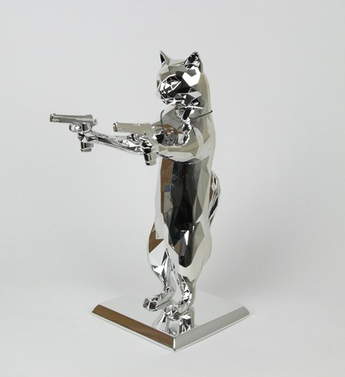Rebel With The Paws (chrome/chrome) by Maxim - Original Sculpture